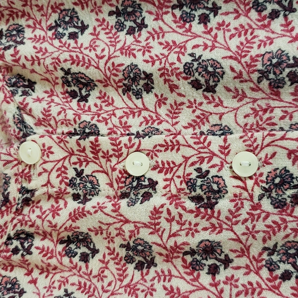 Lucky Brand Women's Red White Black Floral Button Top, XS - Picture 4 of 9